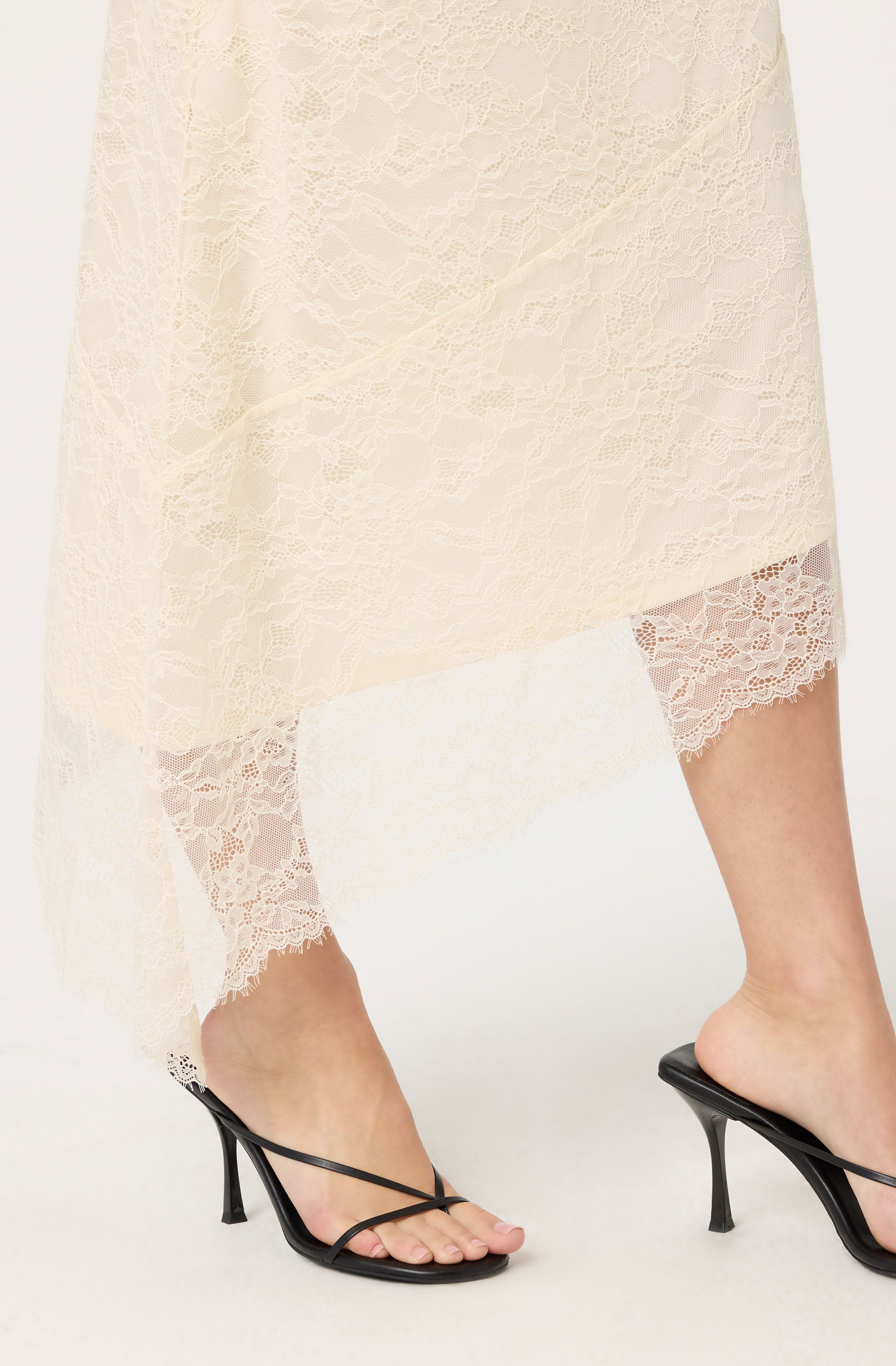 Asymmetrical Lace Midi Skirt、mySite、solidvoid
