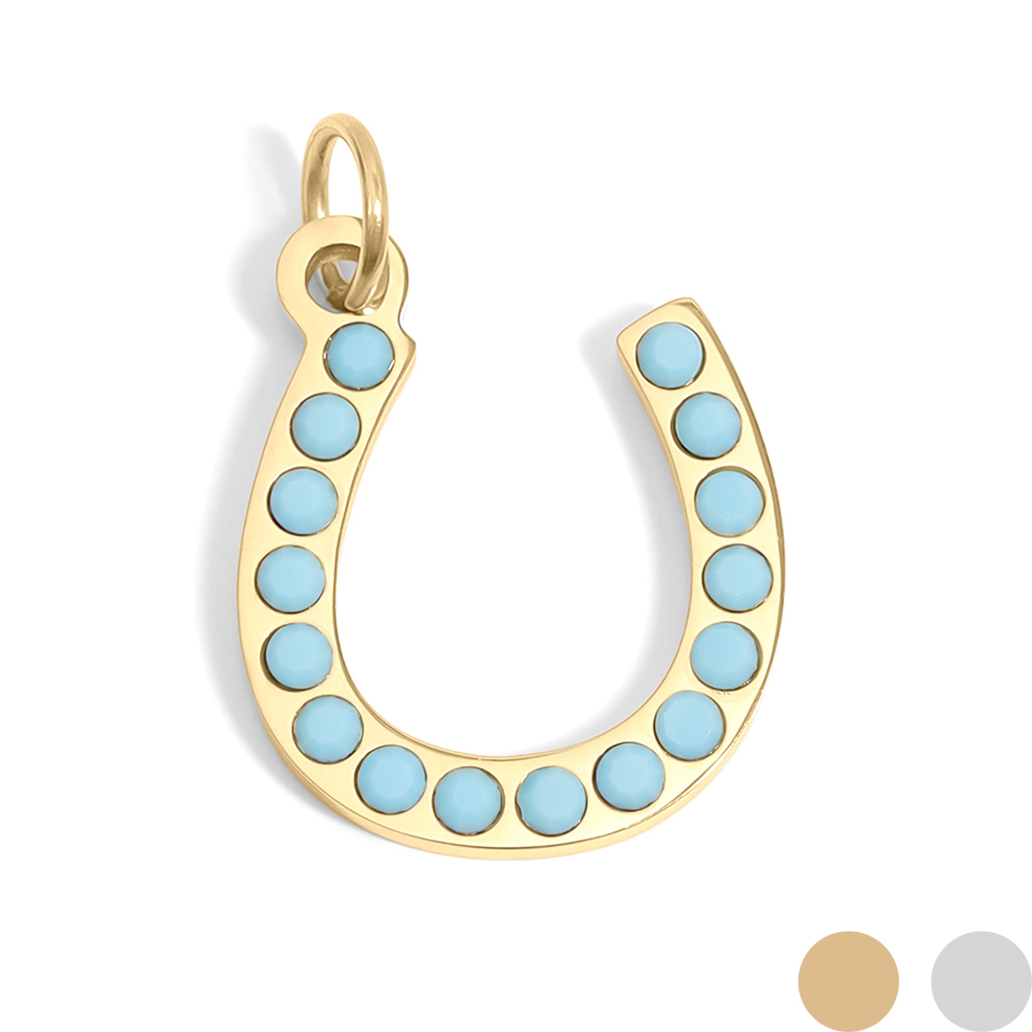 18K Gold PVD Stainless Steel Turquoise Stone Horseshoe Charm / PDL0228、mySite、dreamappss