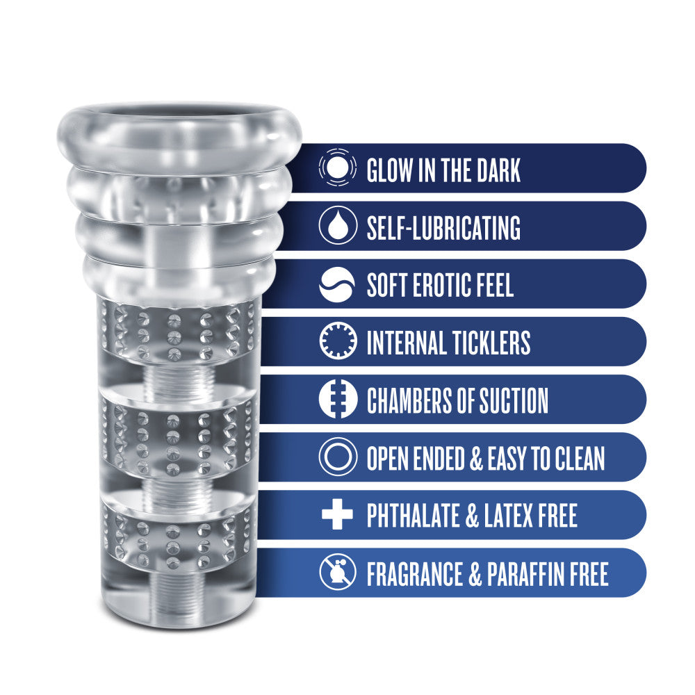 Rize! By Blush® | Luz - Glow in the Dark Self-Lubricating Stroker - Clear、mySite、bottomscart