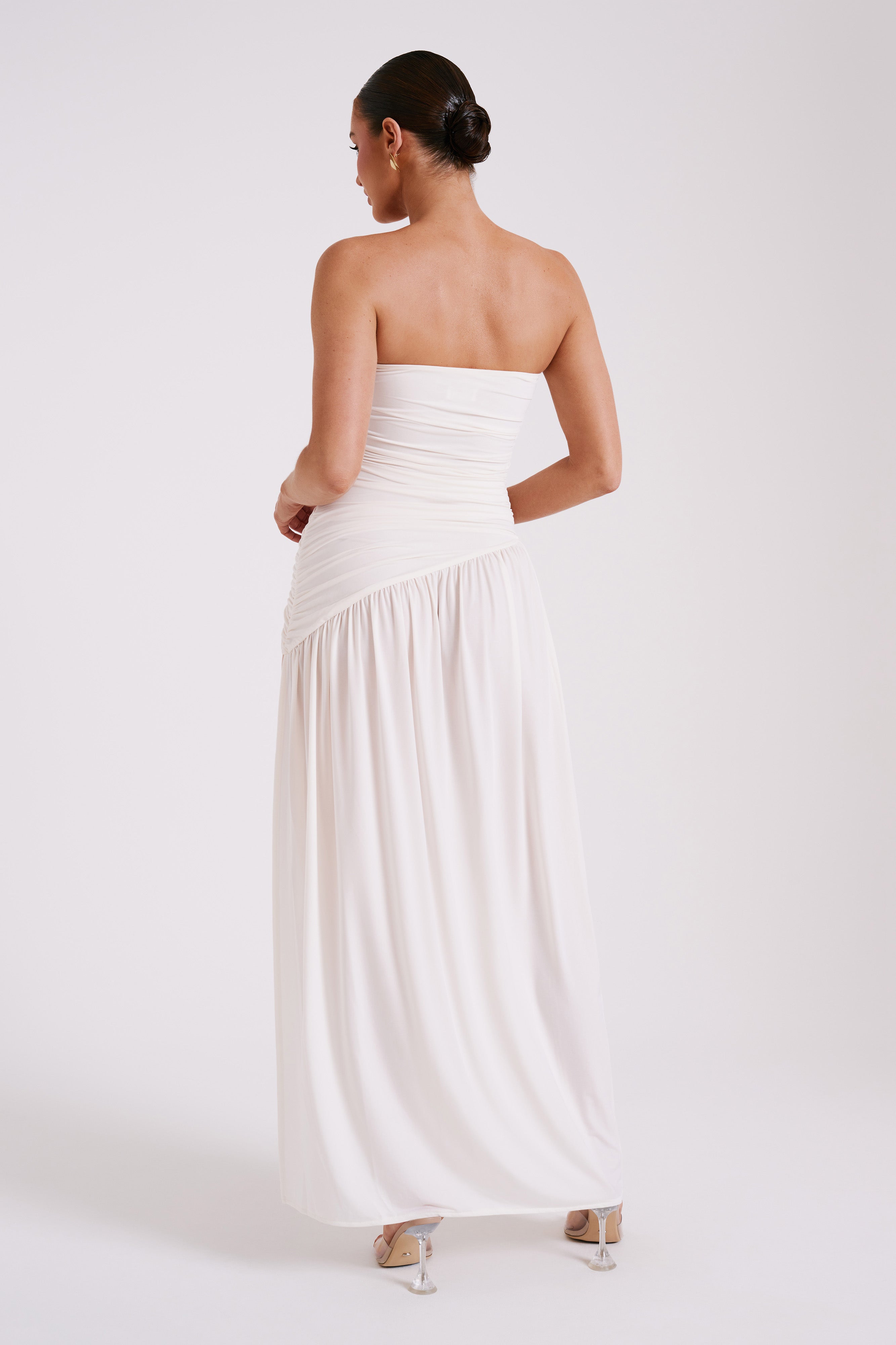 Bex Strapless Slinky Maxi Dress With Split - Ivory、mySite、solidvoid