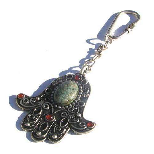 Michal Golan African Turquoise and Garnet Hamsa Keychain、mySite、topwebapps