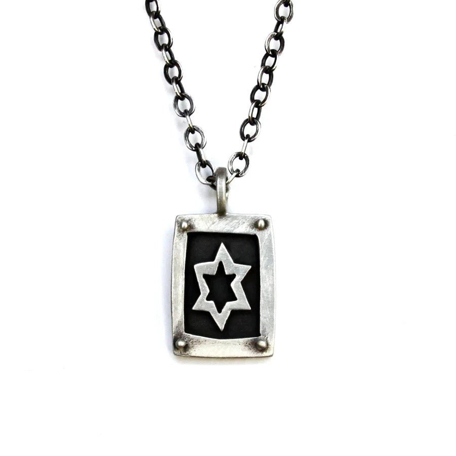  Star of David Oxidized Sterling Silver Necklace、mySite、elrpsem3k