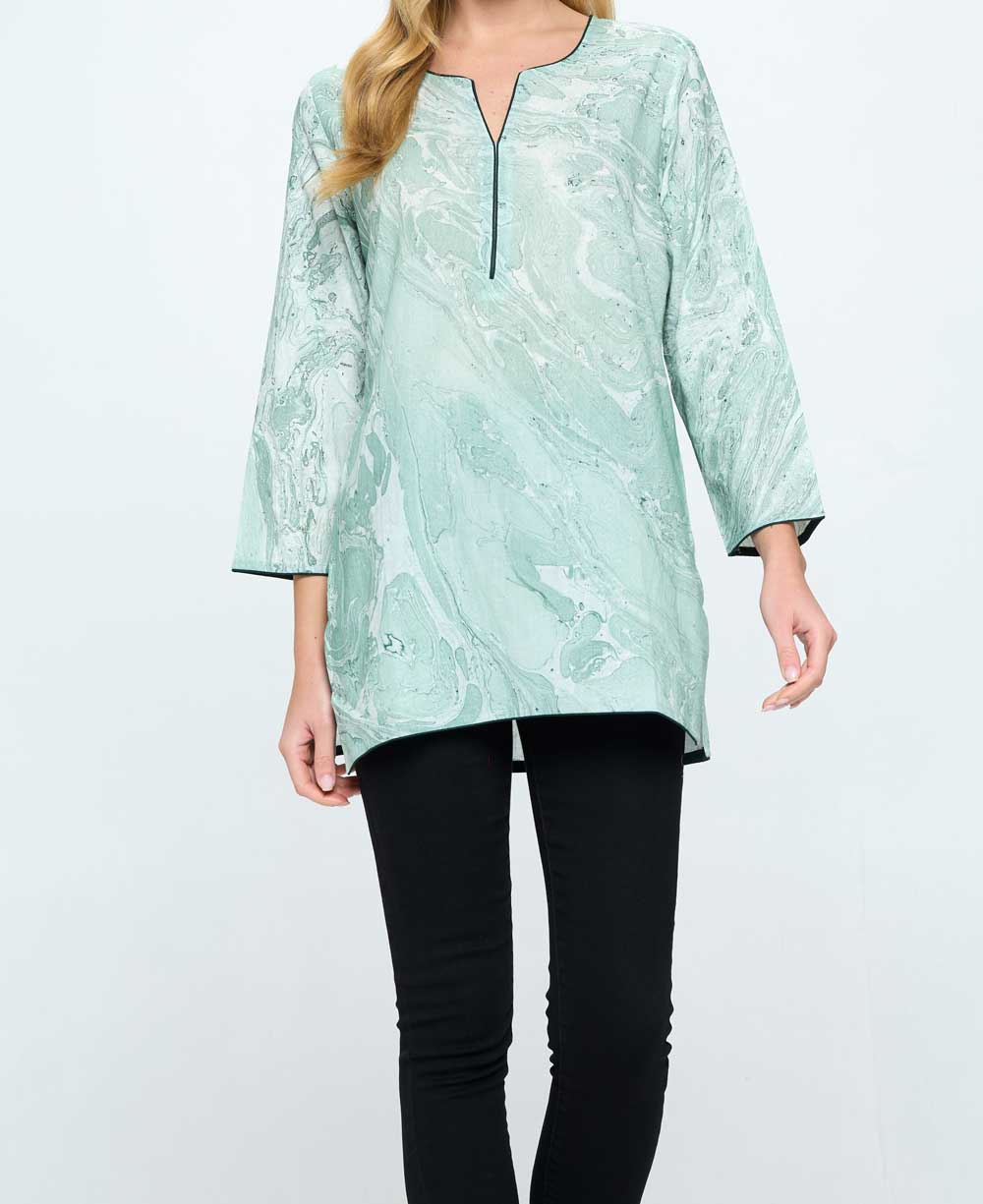 Green Marble Print Soft Cotton Tunic Top、mySite、topwebapps