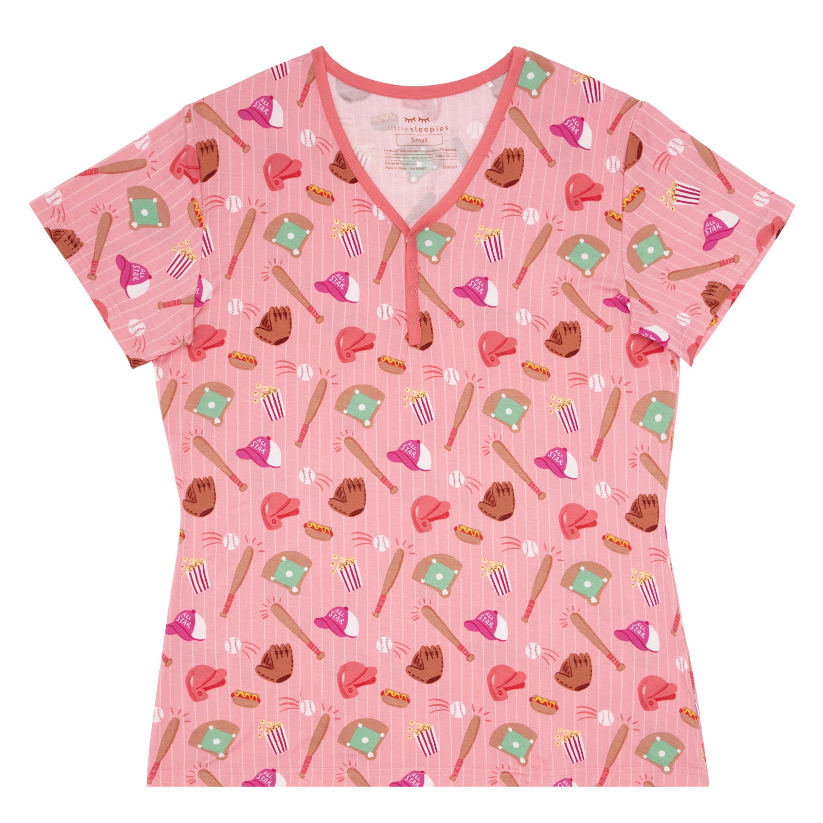 Pink All Stars Women's Short Sleeve Pajama Top、mySite、g9winljtr