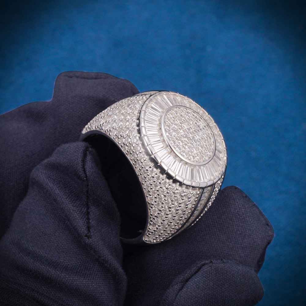 Baguette Circle Signet Moissanite Ring 14K Gold、mySite、hinf8tx79