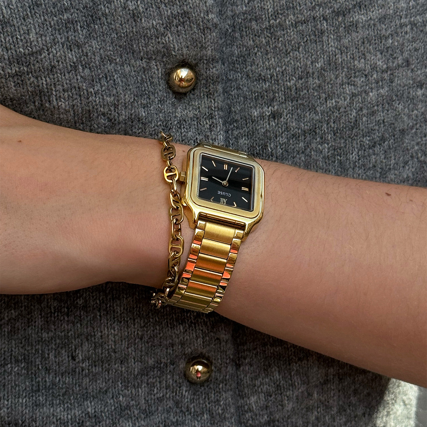 Gracieuse Watch Steel, Black, Gold Colour、mySite、botmansion
