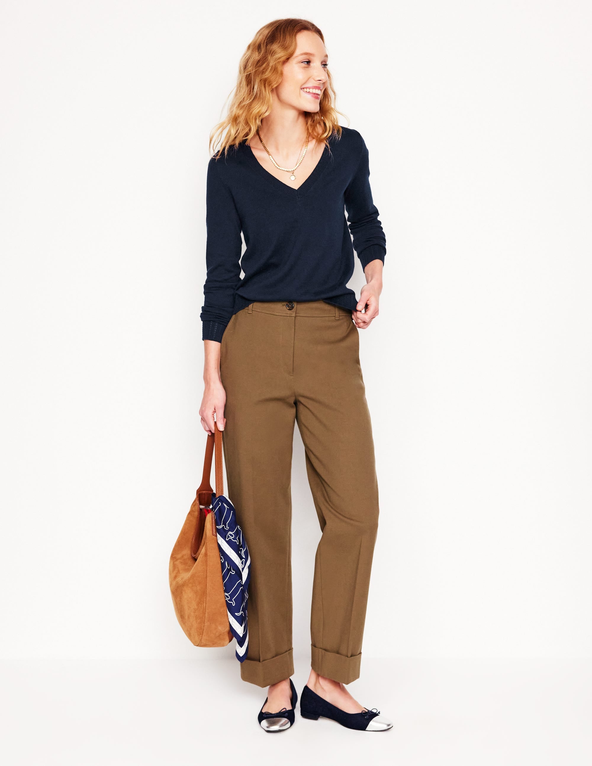  Emilia Cotton V Neck Sweater-Navy、mySite、ashleygrahame