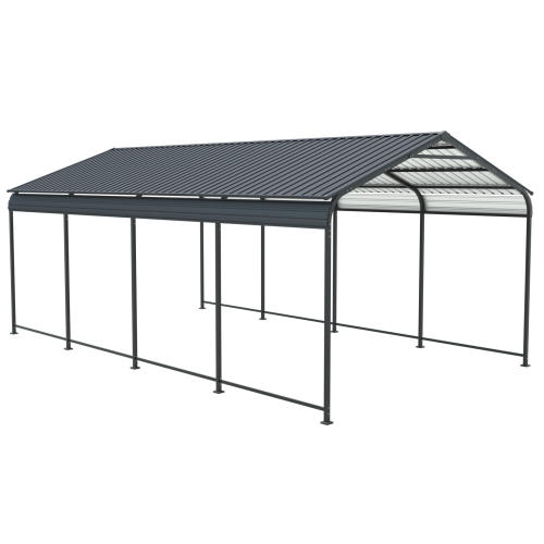 12 X 32 FT Carport, Heavy Duty Carport with Galvanized Steel Roof and Frame, Metal Carport Large Garage with 4 Fixed inclined square tube supports for Driveway Car, Truck、、eastwooduniform