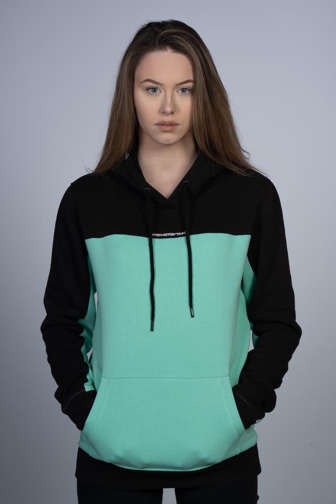  Stay Strong Cut Off Ladies Hoodie - Black/Mint、mySite、merchandisen