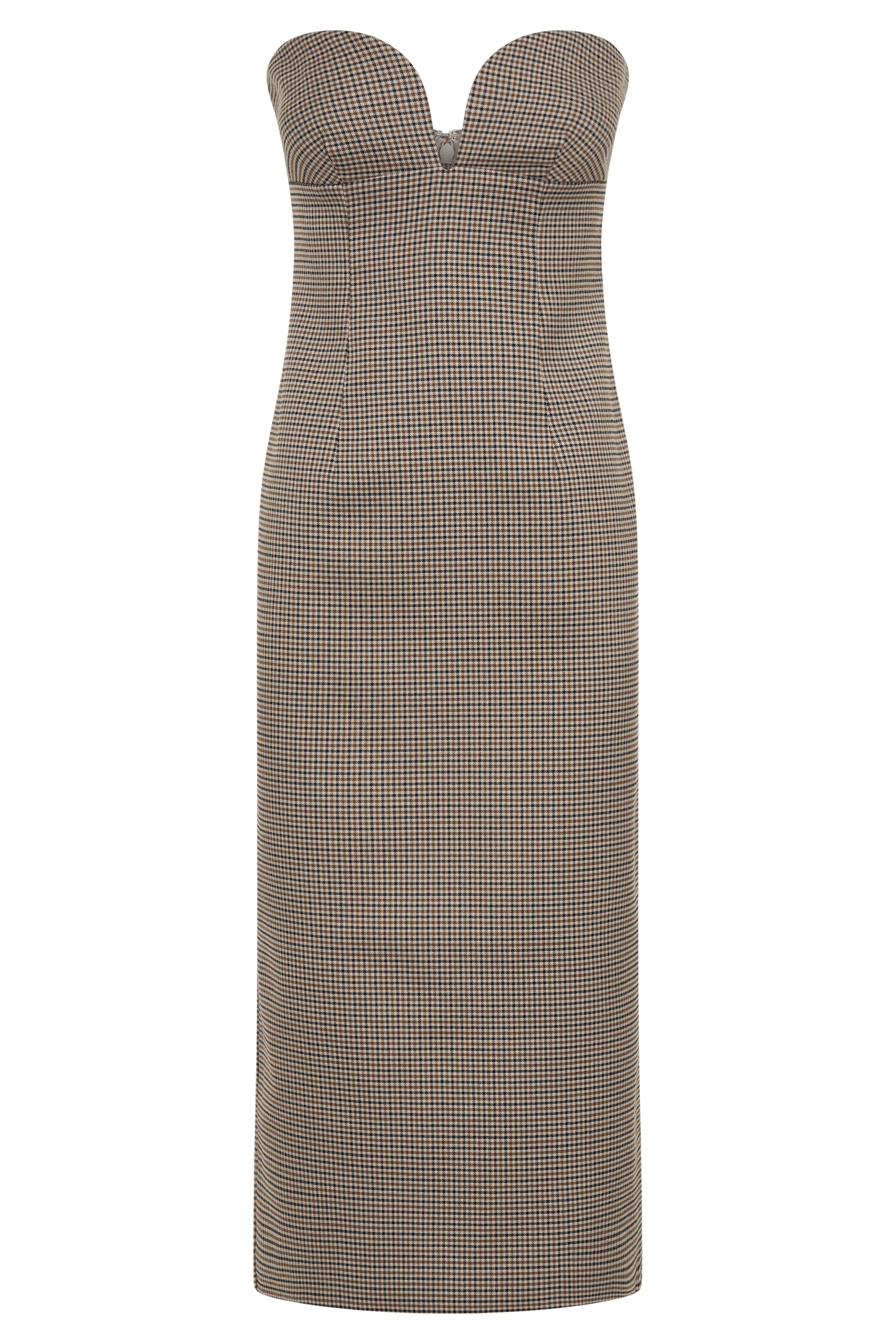 Christie Strapless Midi Dress - Tan Check、mySite、solidvoid