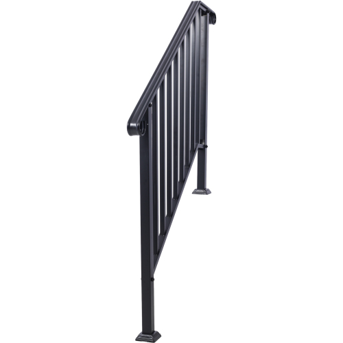 Handrails for Outdoor Steps, Fit 2 or 3 Steps Outdoor Stair Railing, Picket#2 Wrought Iron Handrail, Flexible Porch Railing, Black Transitional Handrails for Concrete Steps or Wooden Stairs、、eastwooduniform