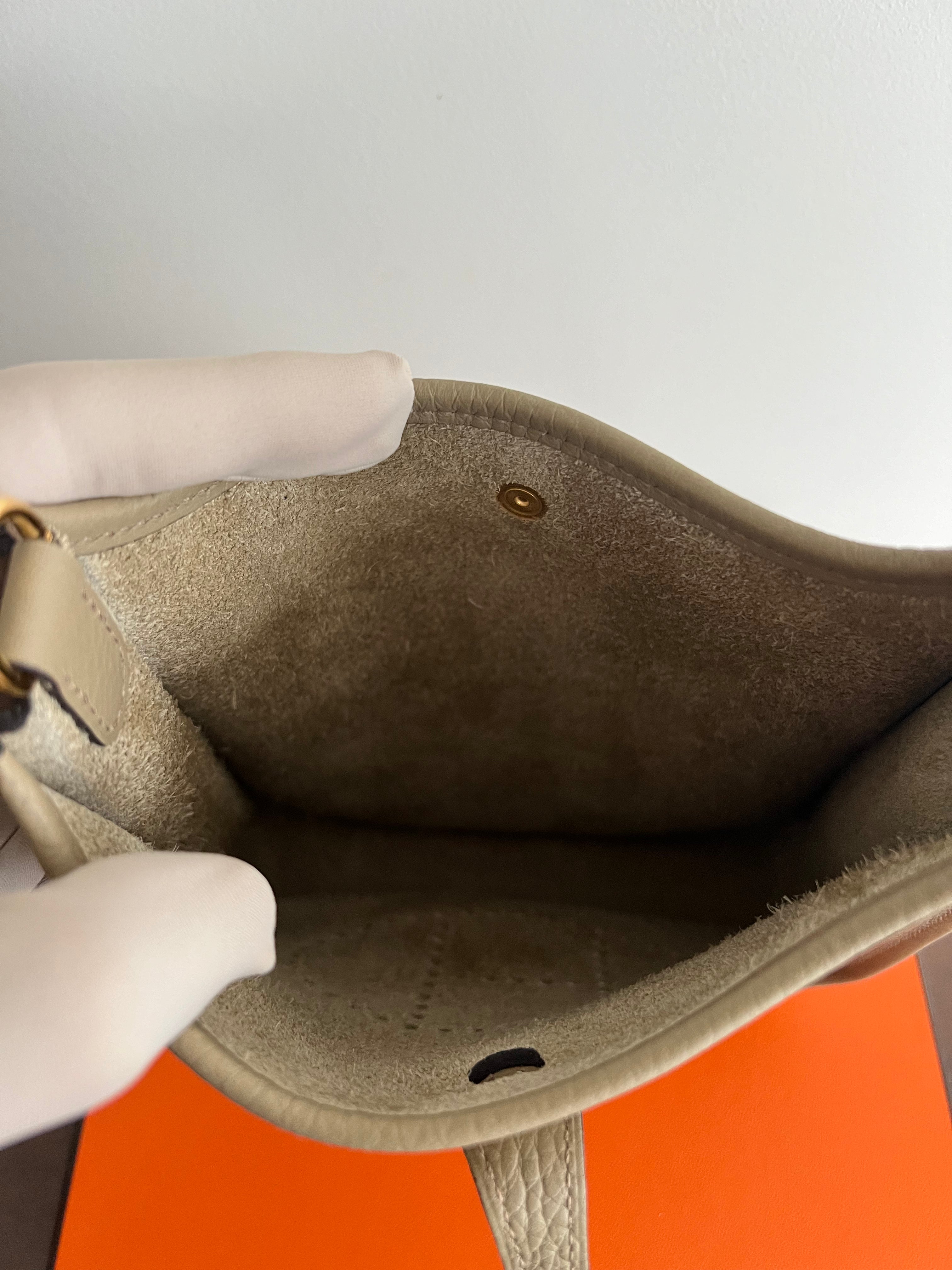 Hermès Mini Evelyne 16 Beige Marfa Clemence GHW、mySite、garminoutage.com