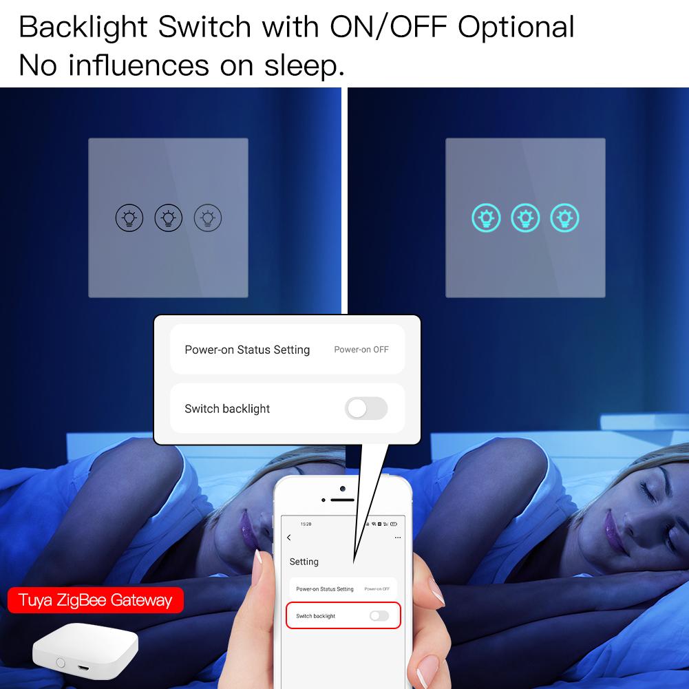ZigBee Smart Multi-gang Light Dimmer Touch Switch Single Pole Neutral Wire Required EU、mySite、fannypackpong