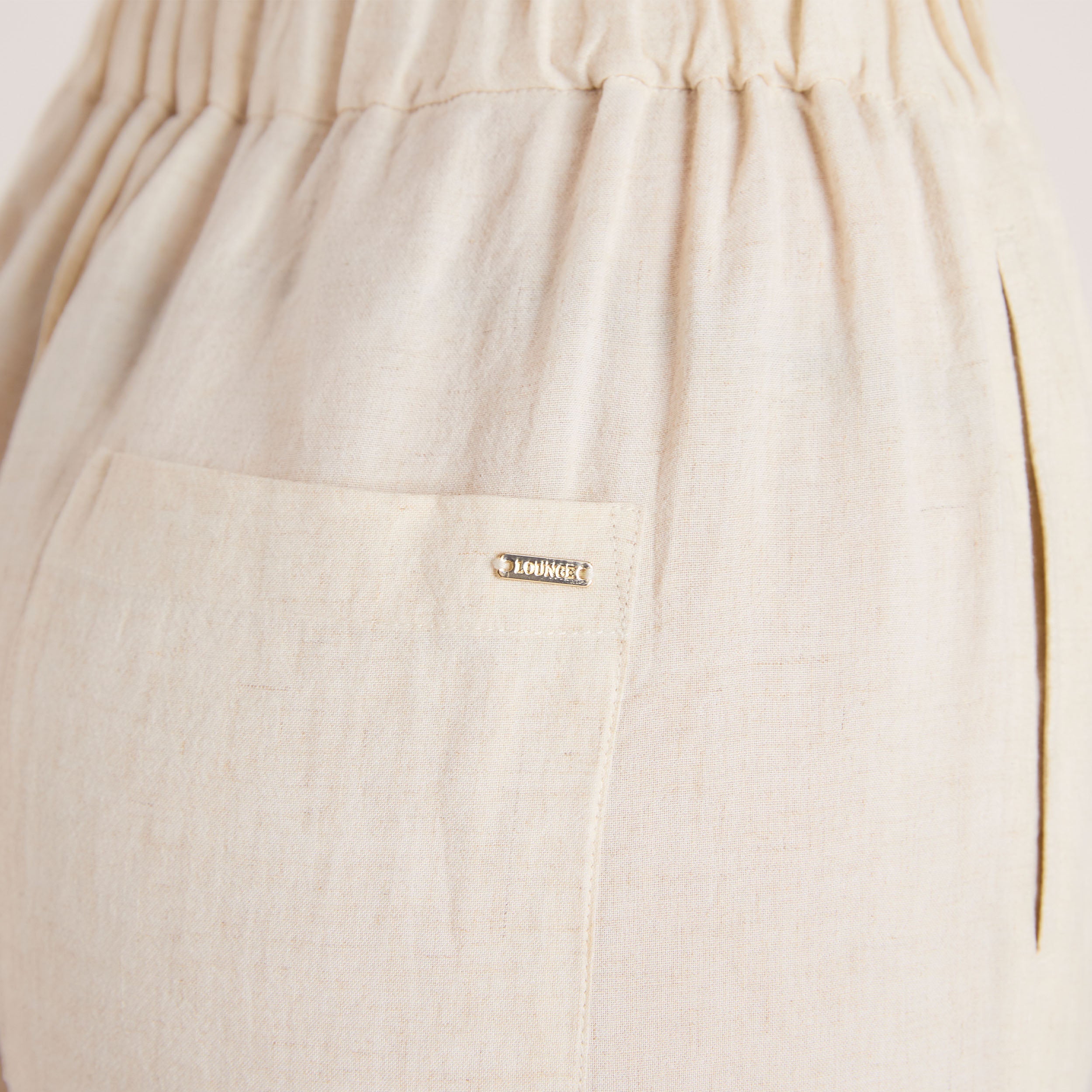 Linen Blend Wide-Leg Trousers - Cream、mySite、bengalsvssteelers