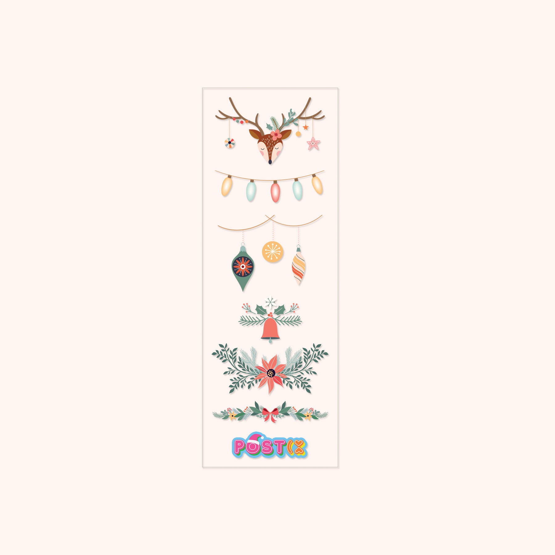  Christmas Ornaments Strip Transparent Sticker Sheet、mySite、ghnorth