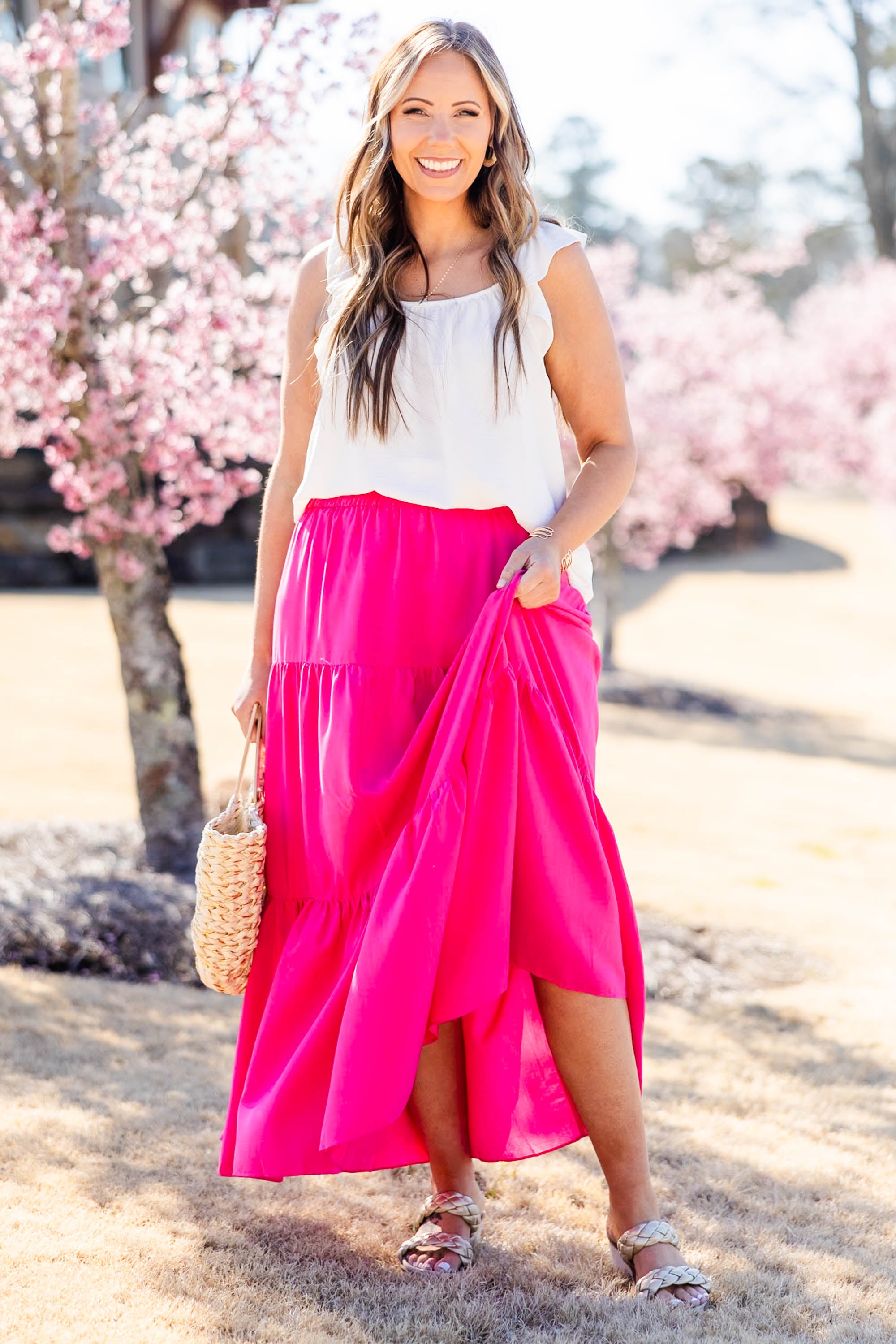  You're Glowing Maxi Skirt, Hot Pink、mySite、justintrudeaud