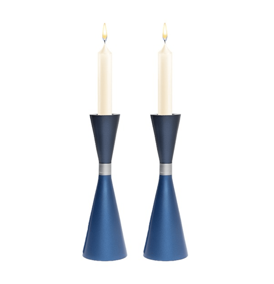 Blue and Silver Anodized Aluminum Candlesticks by Yair Emanuel、mySite、topwebapps