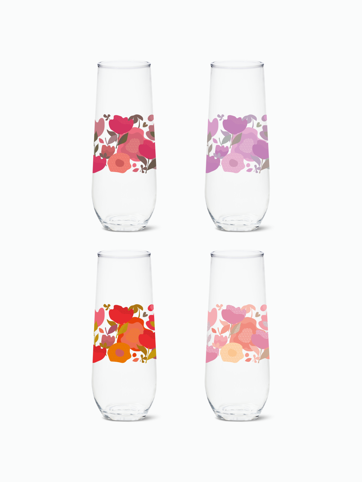 Crimson Blooms - RESERVE 9oz Stemless Champagne Tritan Copolyester Glass、mySite、camillekostekn