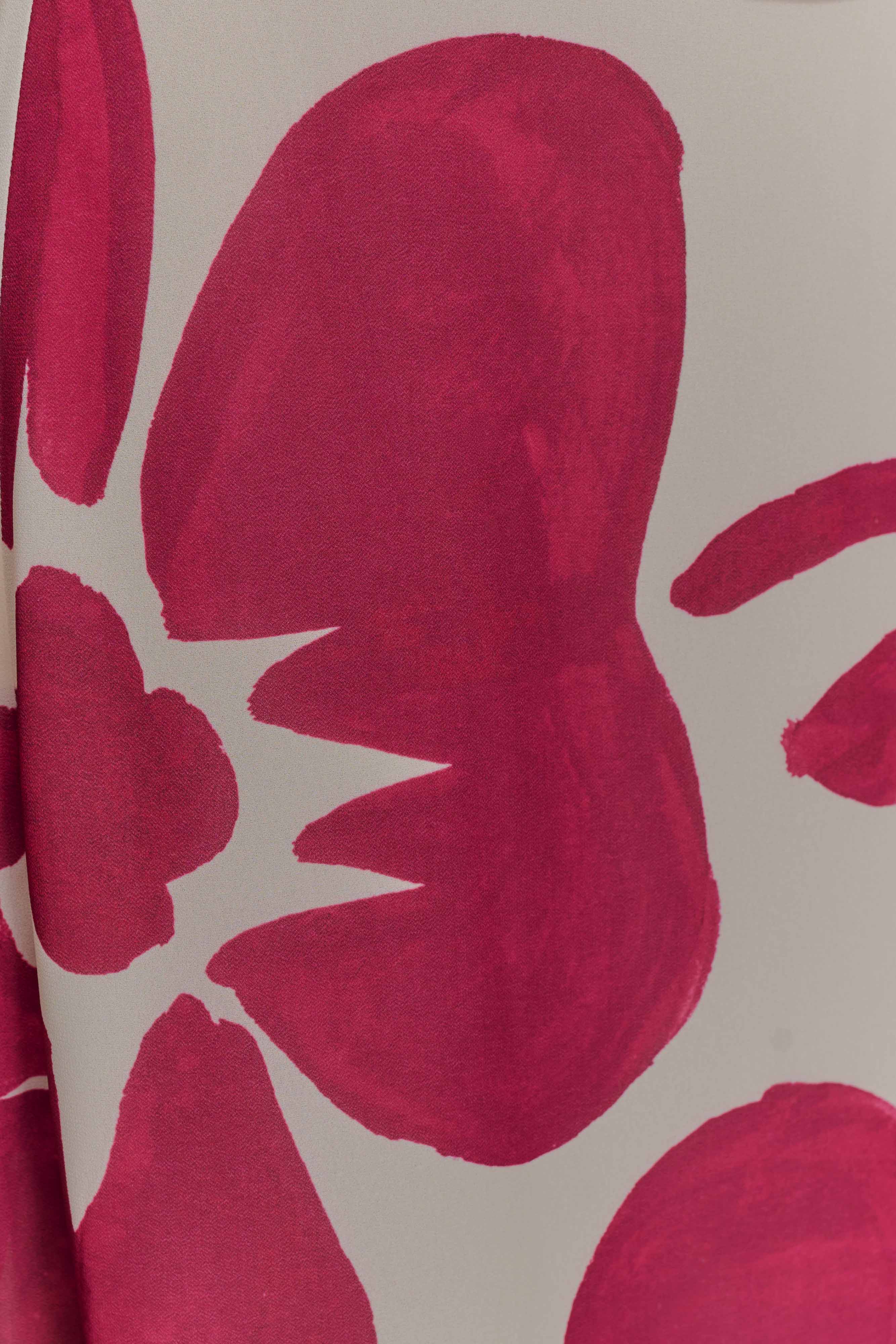 Katalina Chiffon Cowl Halter Top - Red Deco Fleur Print、mySite、solidvoid