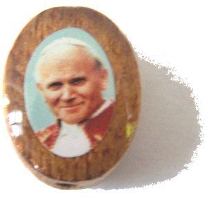  John Paul II Oval wooden medal -enamel (14x11mm -0.55x0.43)、mySite、elrpsem3k