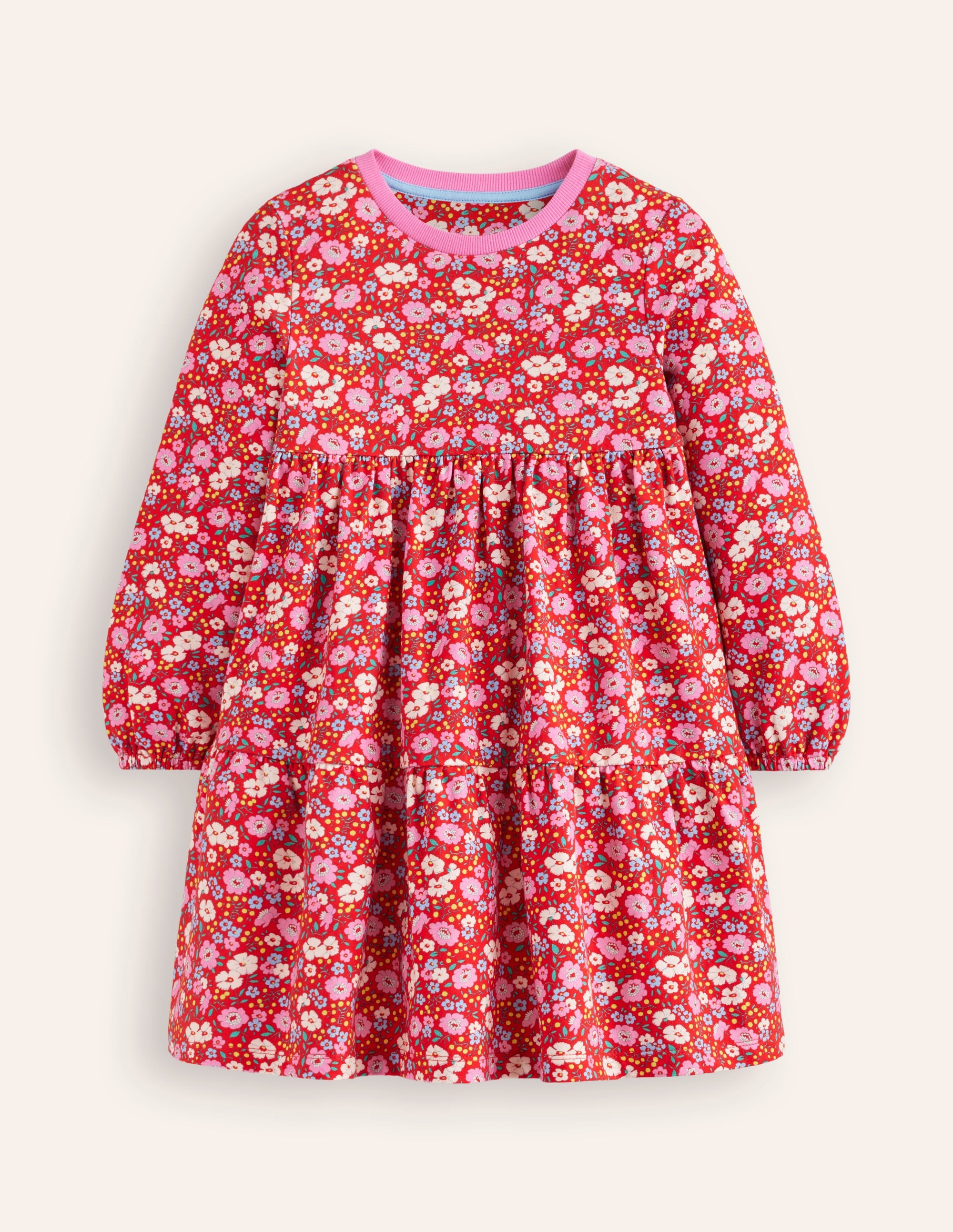  Dixie Tiered Sweatshirt Dress-Brilliant Red Flowerbed、mySite、ashleygrahame