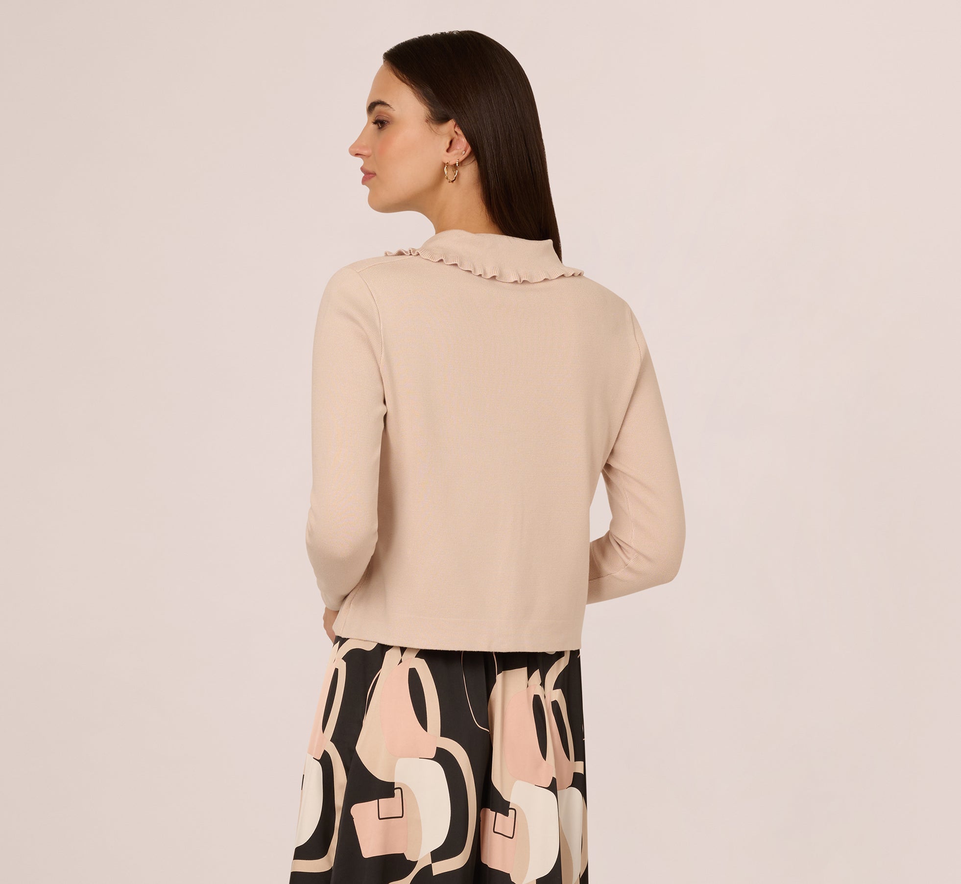 Ruffle Sailor Collar Cardigan In Oat Milk、mySite、solidvoid