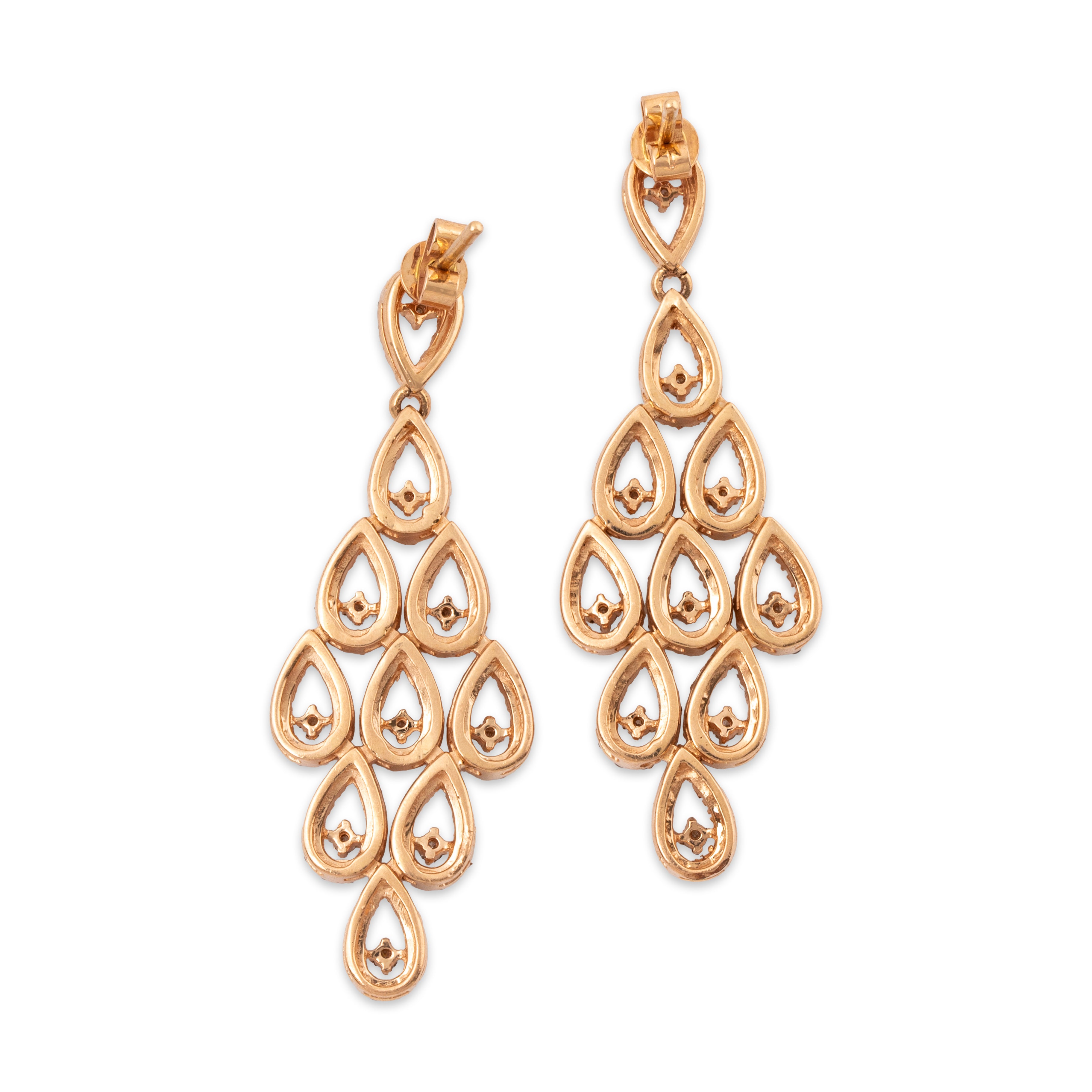 Dramatic Vintage 14k Yellow Gold 1.76cttw Diamond Dangle Earrings、mySite、hinf8tx79