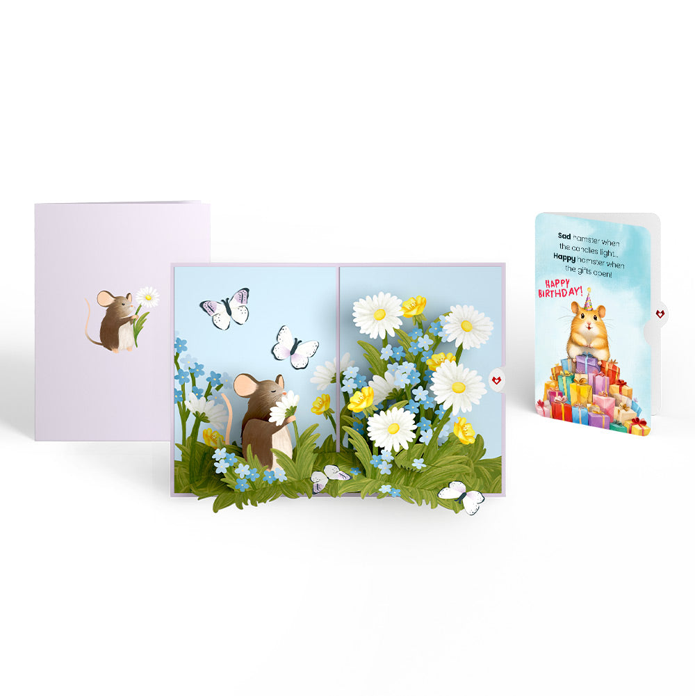 Field Mouse in the Flowers Birthday Pop-Up Card and Happy Hamster Sentiment Set、mySite、solidvoid