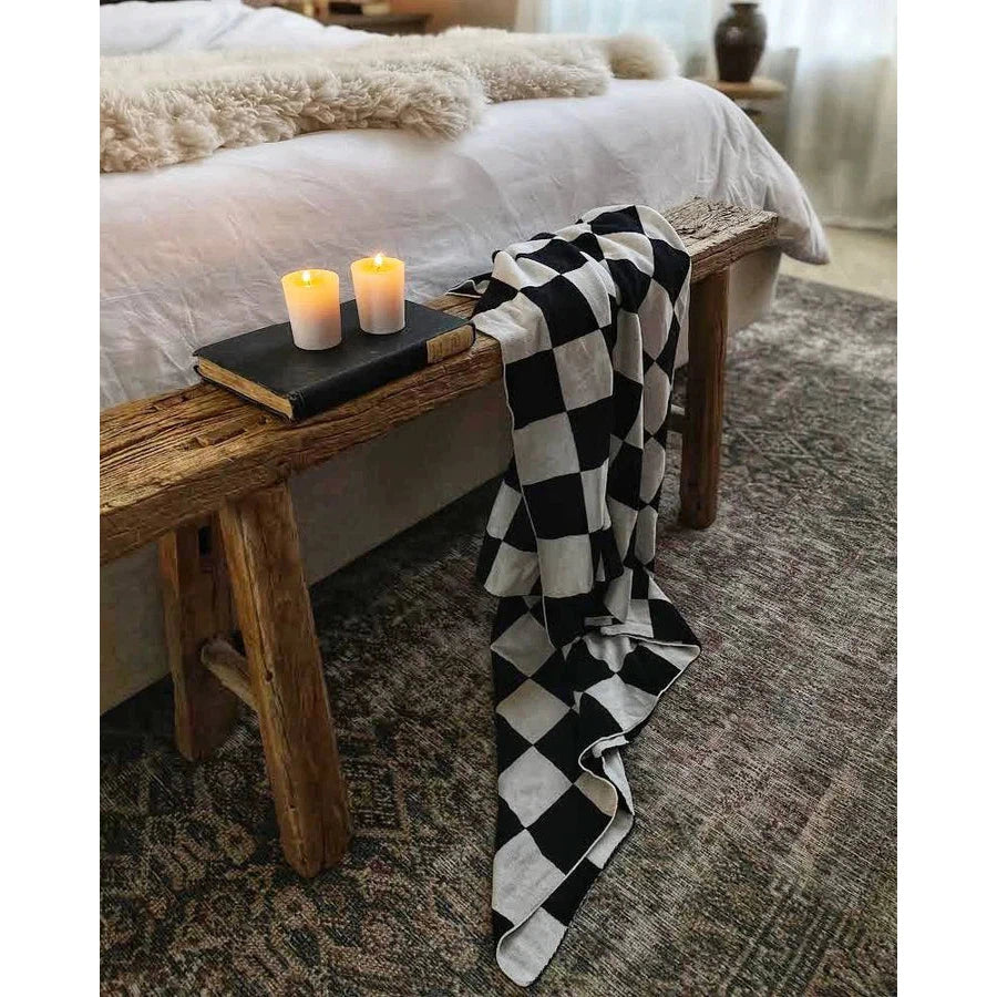 Monochrome Checkered Black and White Throw Blanket、mySite、gigharbornorthrealestate