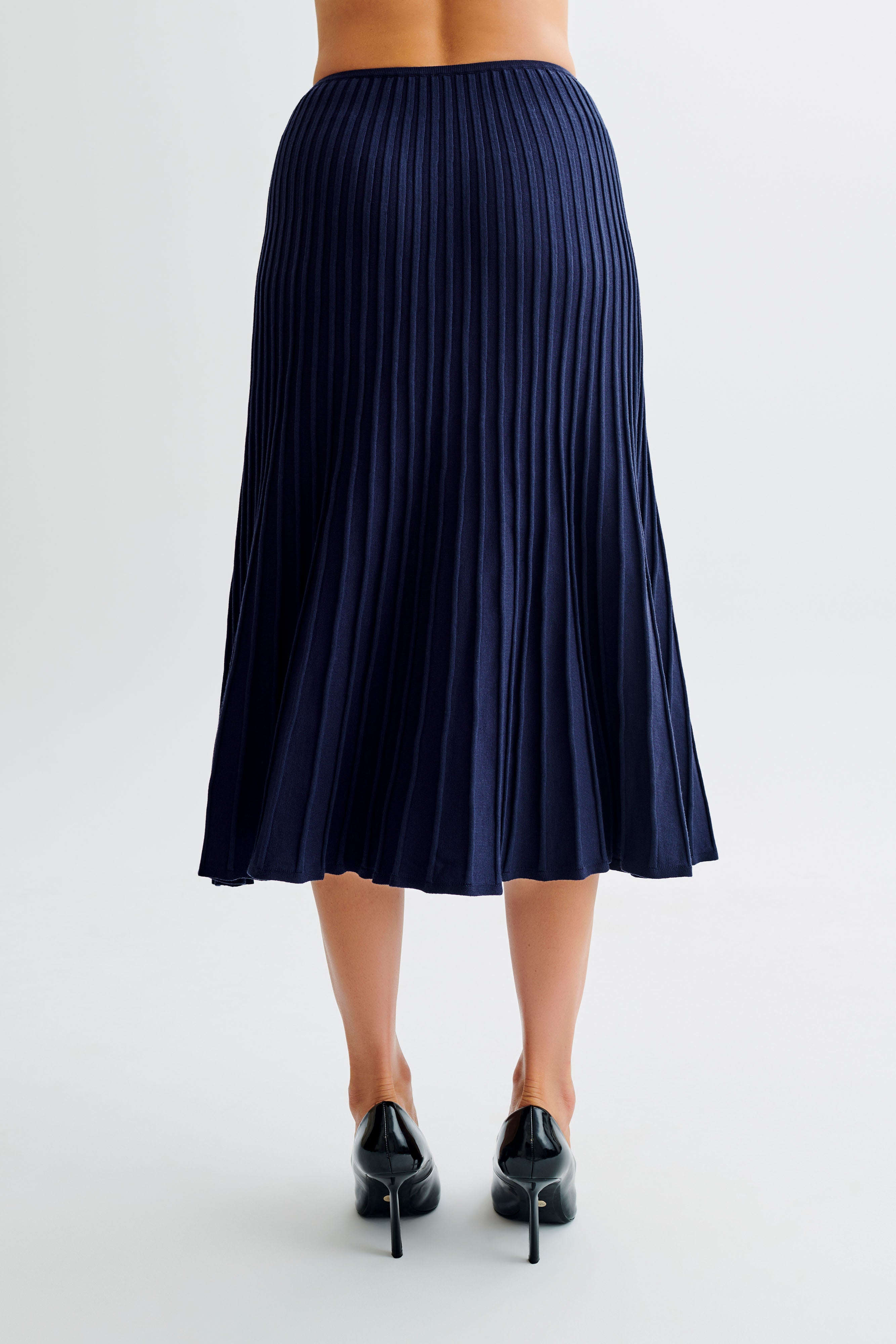 Jolene Rib Knit Midi Skirt - Navy、mySite、solidvoid