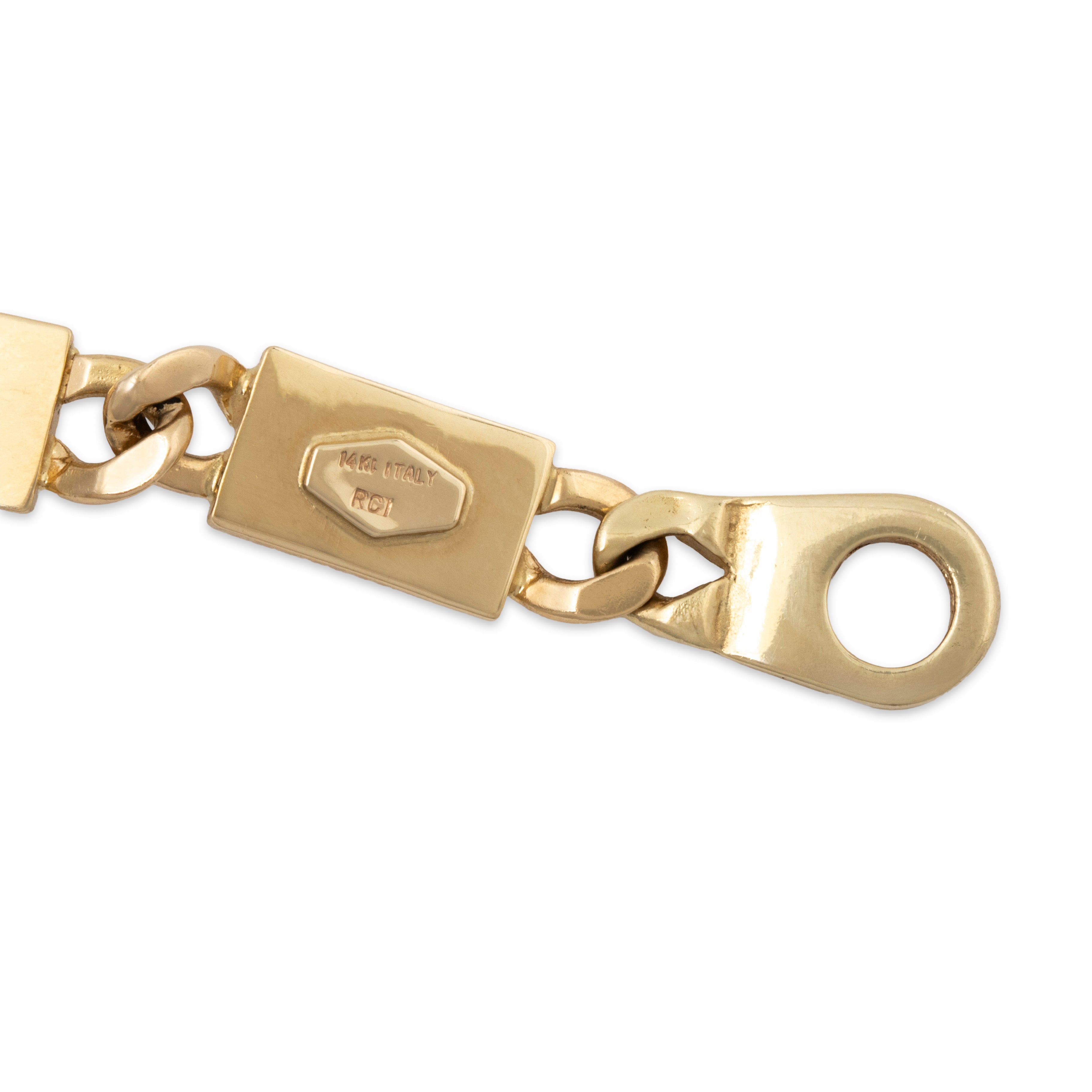 Vintage Italian 14k Yellow Gold Geometric Link Bracelet 7.25、mySite、hinf8tx79