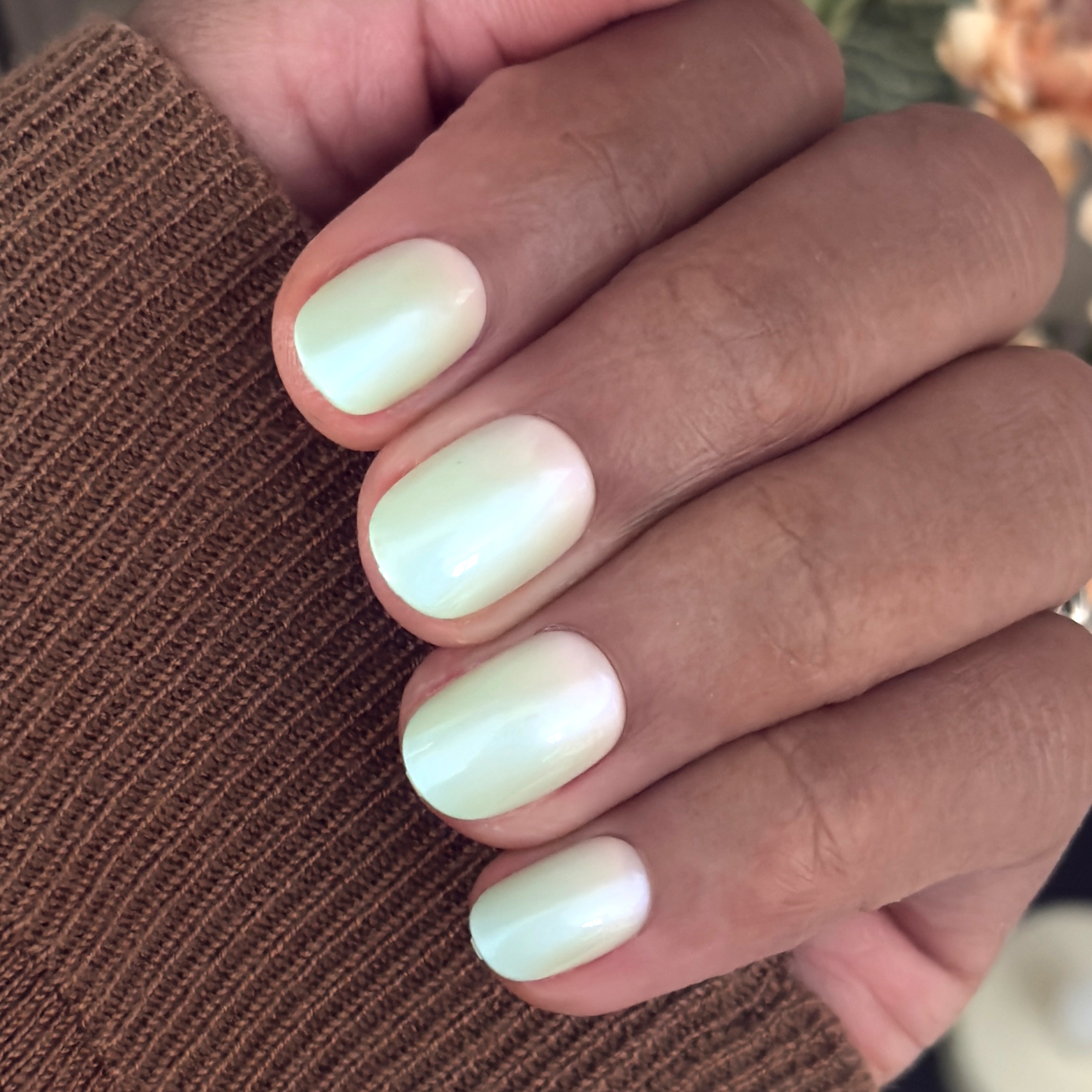 Minty Shimmer | Extra Short | Round - Tab Press-On、mySite、solidvoid