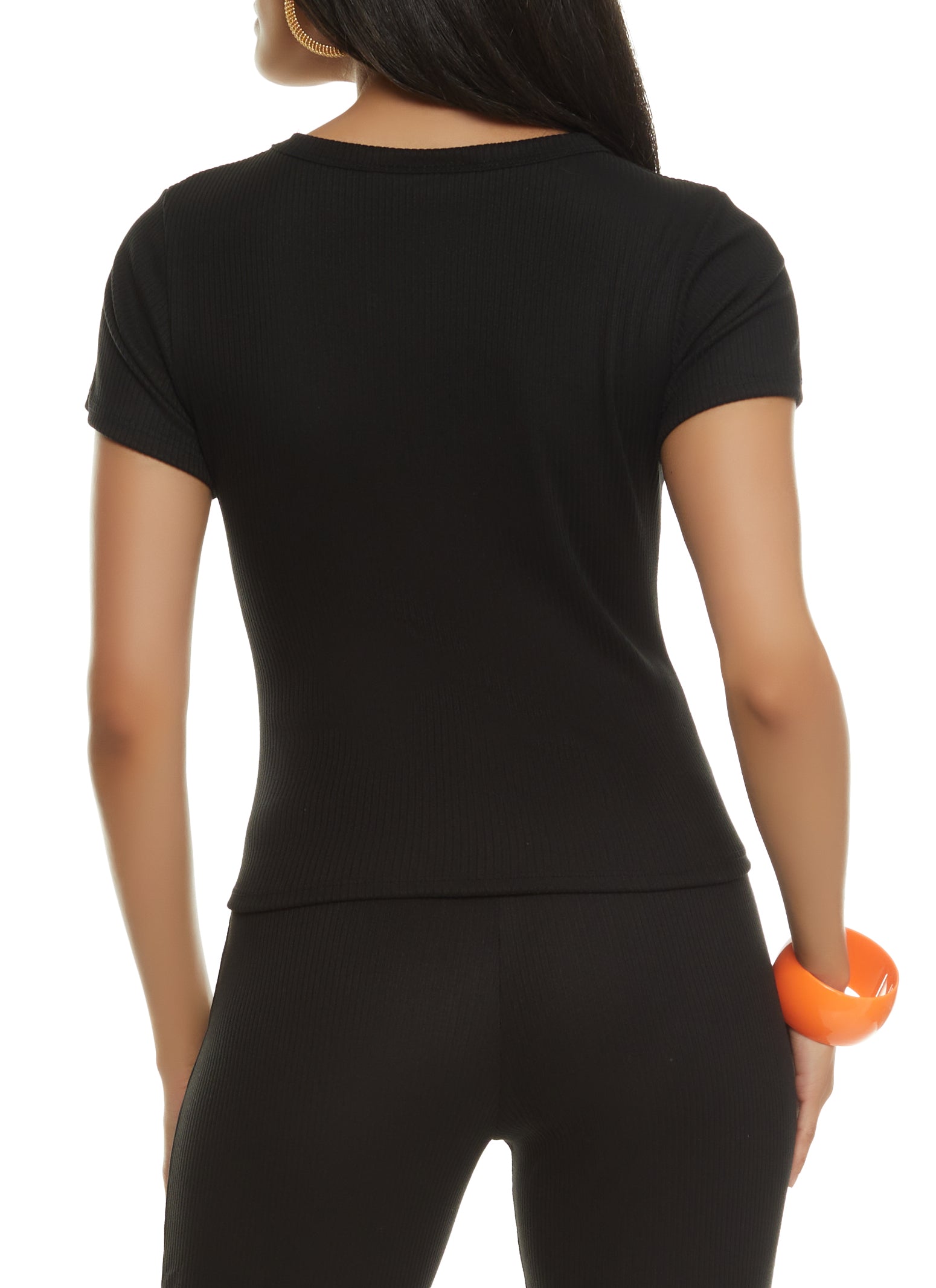 Ribbed Knit Short Sleeve Top、mySite、camillekostekn