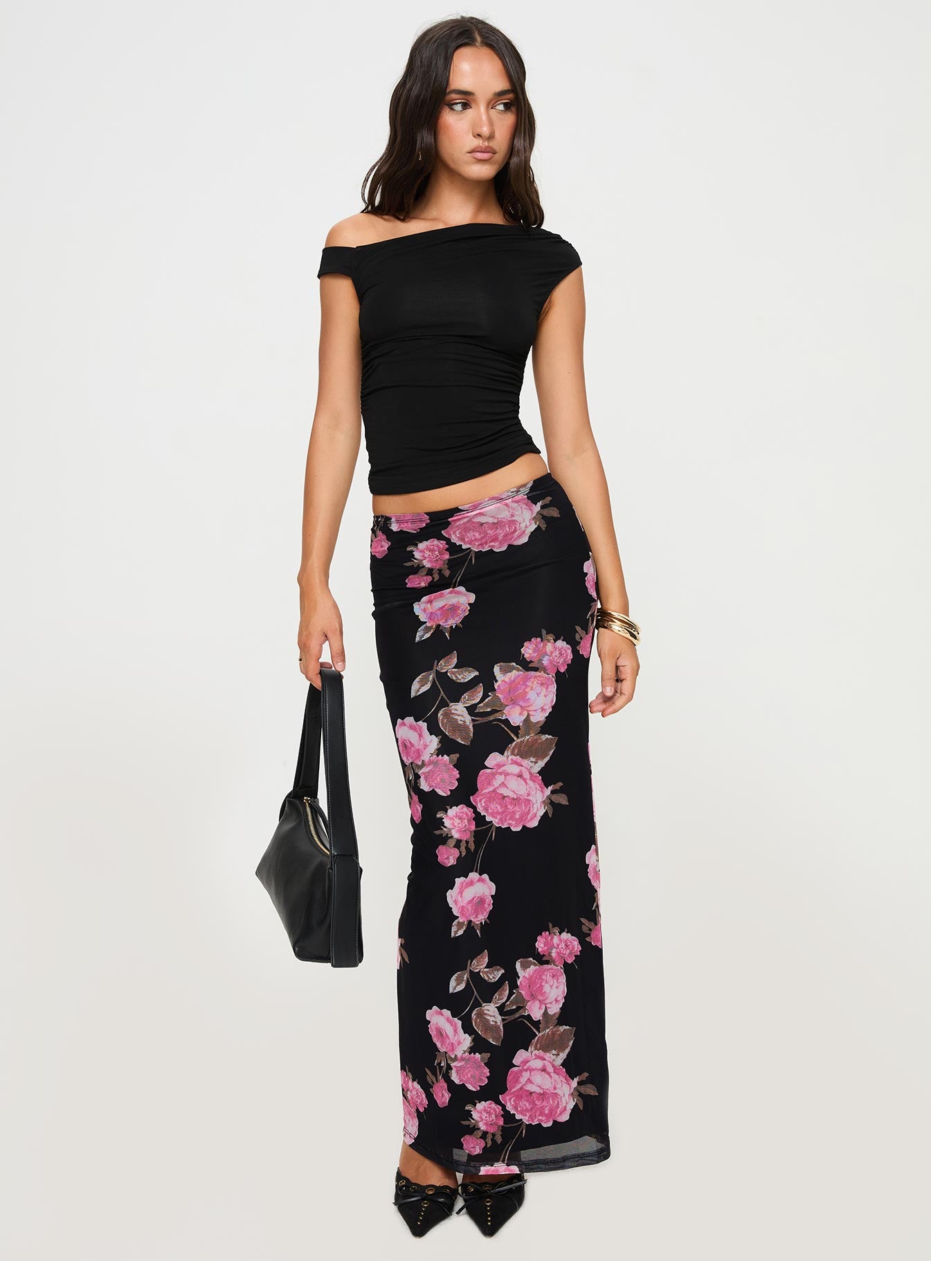 Modalla Maxi Skirt Black Floral、mySite、solidvoid