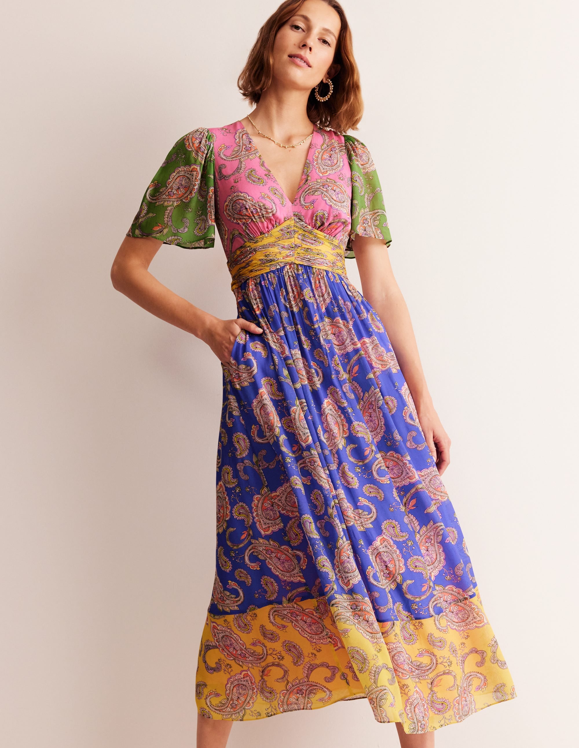  Empire Ruched Maxi Dress-Cashmere Rose, Wild Paisley、mySite、ashleygrahame