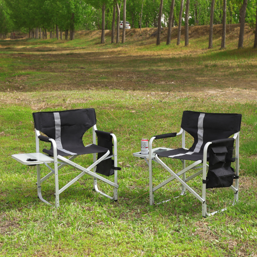  2-piece Padded Folding Outdoor Chair with Side Table and Storage Pockets,Lightweight Oversized Directors Chair for indoor, Outdoor Camping, Picnics and Fishing,Green、、yumabirdnaturehistoryfestival