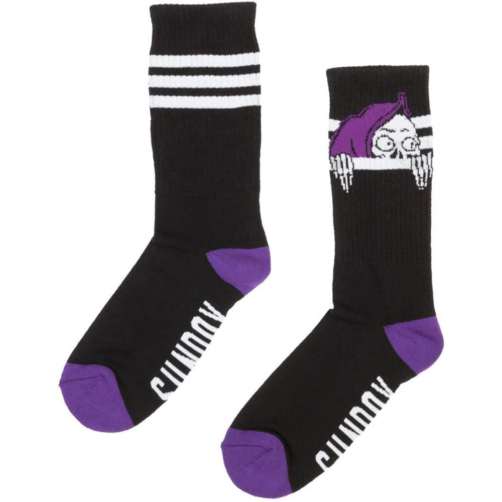  Sunday Creepy Sweeper Crew Sock - Black With Purple & White Ink、mySite、merchandisen