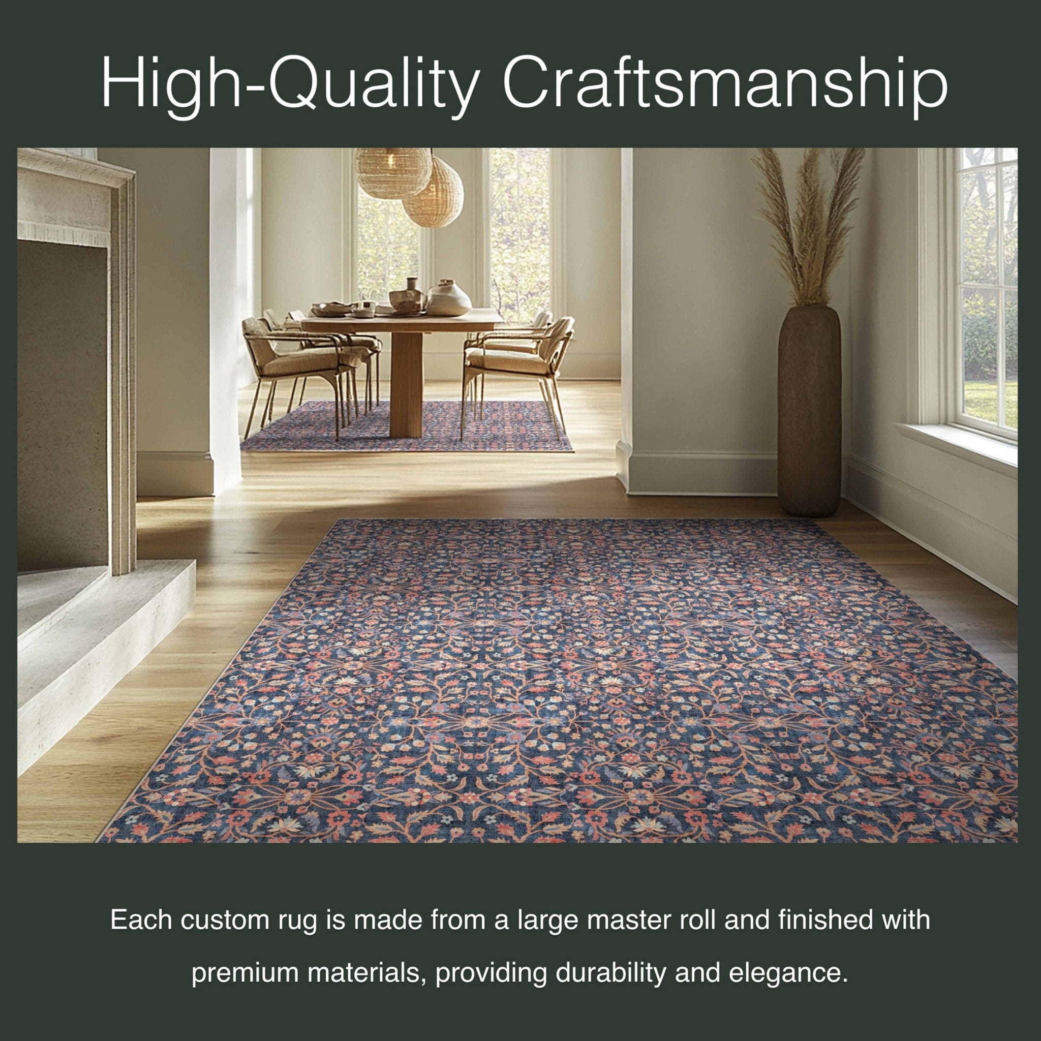 Jorunn Botanical Custom Rug - Flat-Pile, Personalized Sizes, Easy Maintenance、mySite、gigharbornorthrealestate