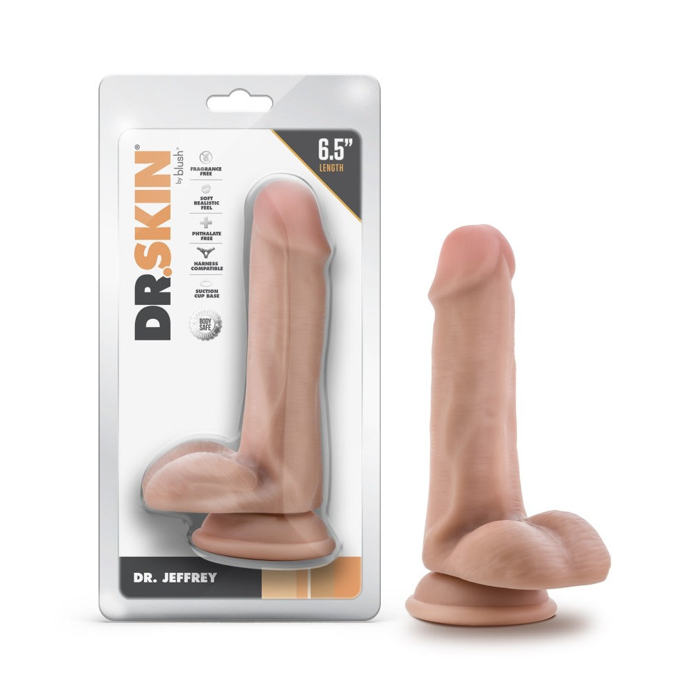 Dr. Skin By Blush® | Dr. Jeffrey 6.5 Inch Long Dildo with Suction Cup & Balls Beige、mySite、bottomscart