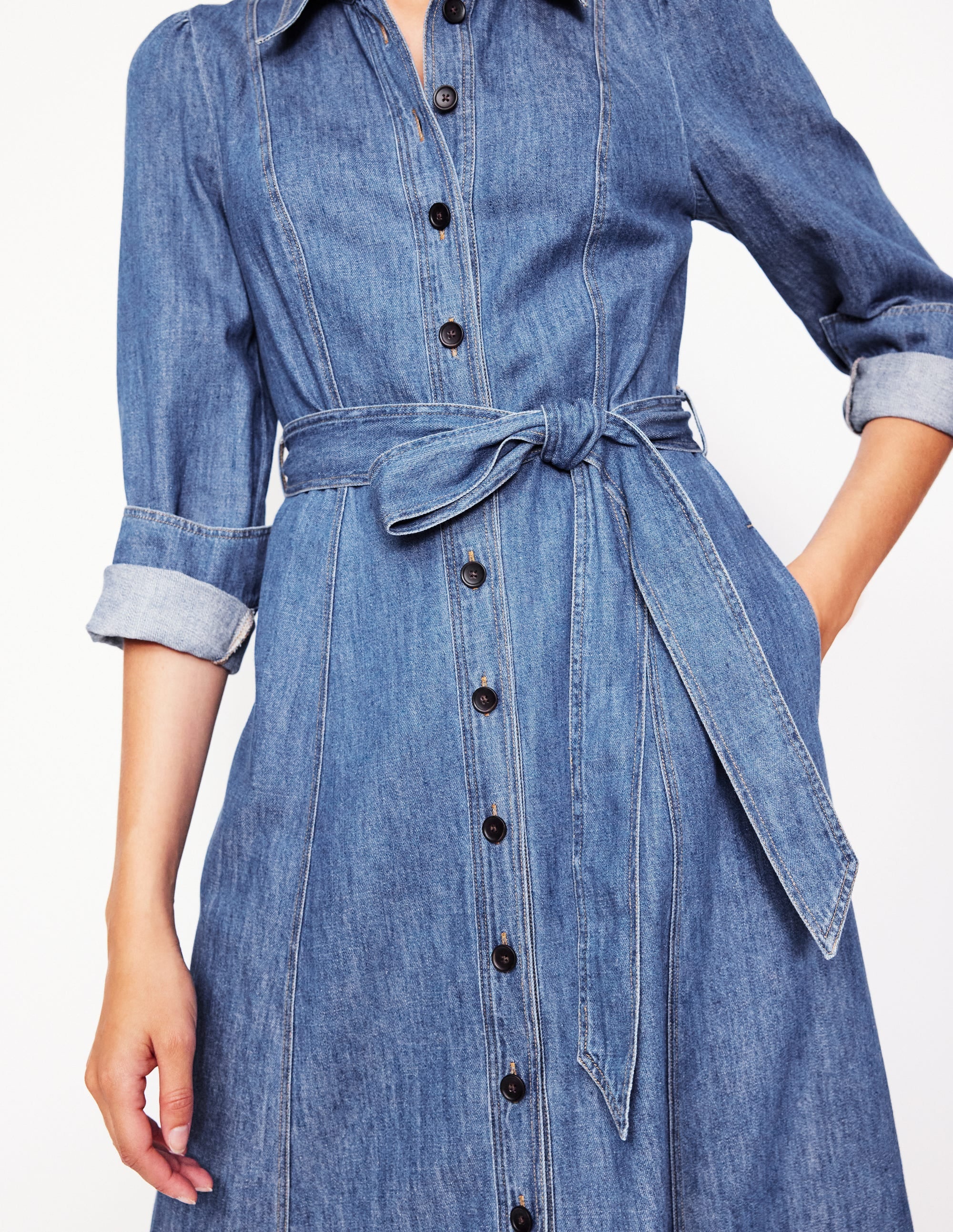  Aubrey Denim Midi Shirt Dress-Light Vintage Denim、mySite、ashleygrahame