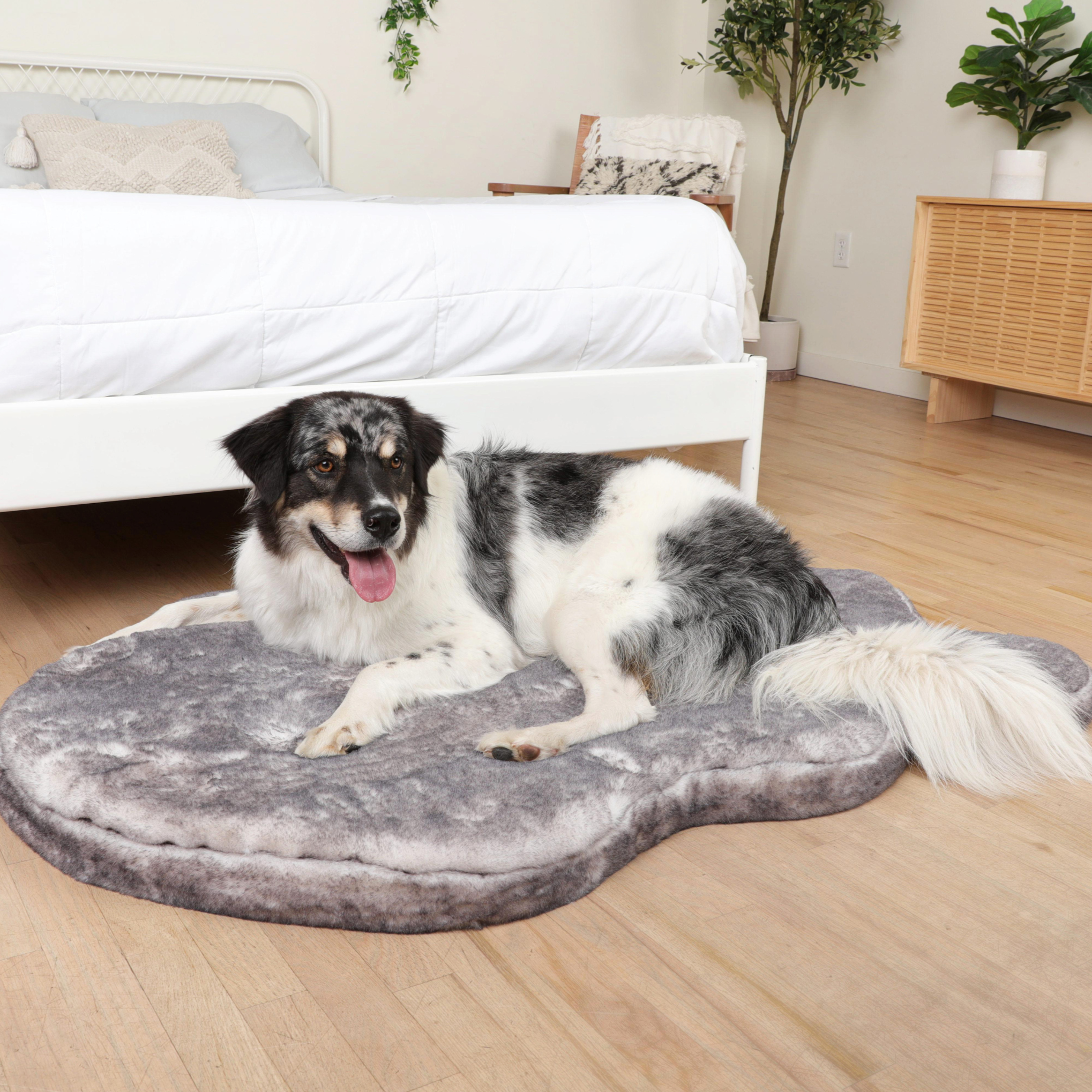 PupRug™ Luxe Faux Fur Orthopedic Dog Bed - Ultra Soft Chinchilla、mySite、solidvoid