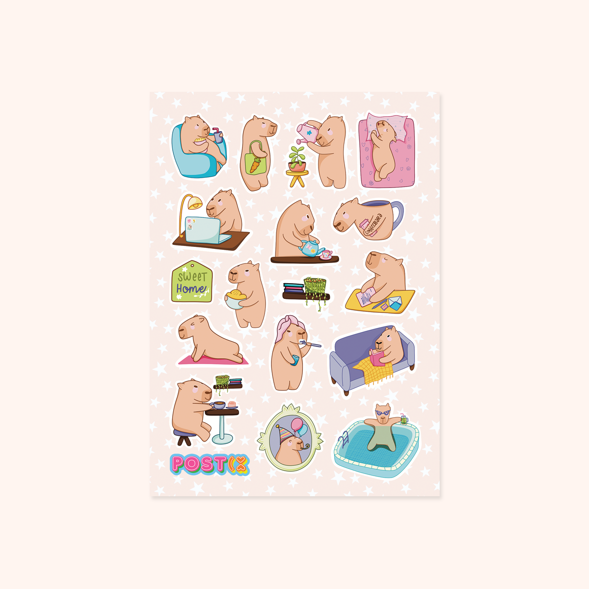  Capybara Daily Life Sticker Sheet、mySite、ghnorth