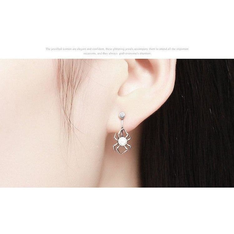 Spider and Pearl Earrings and Ring in Sterling Silver, Adorable!、mySite、g9winljtr
