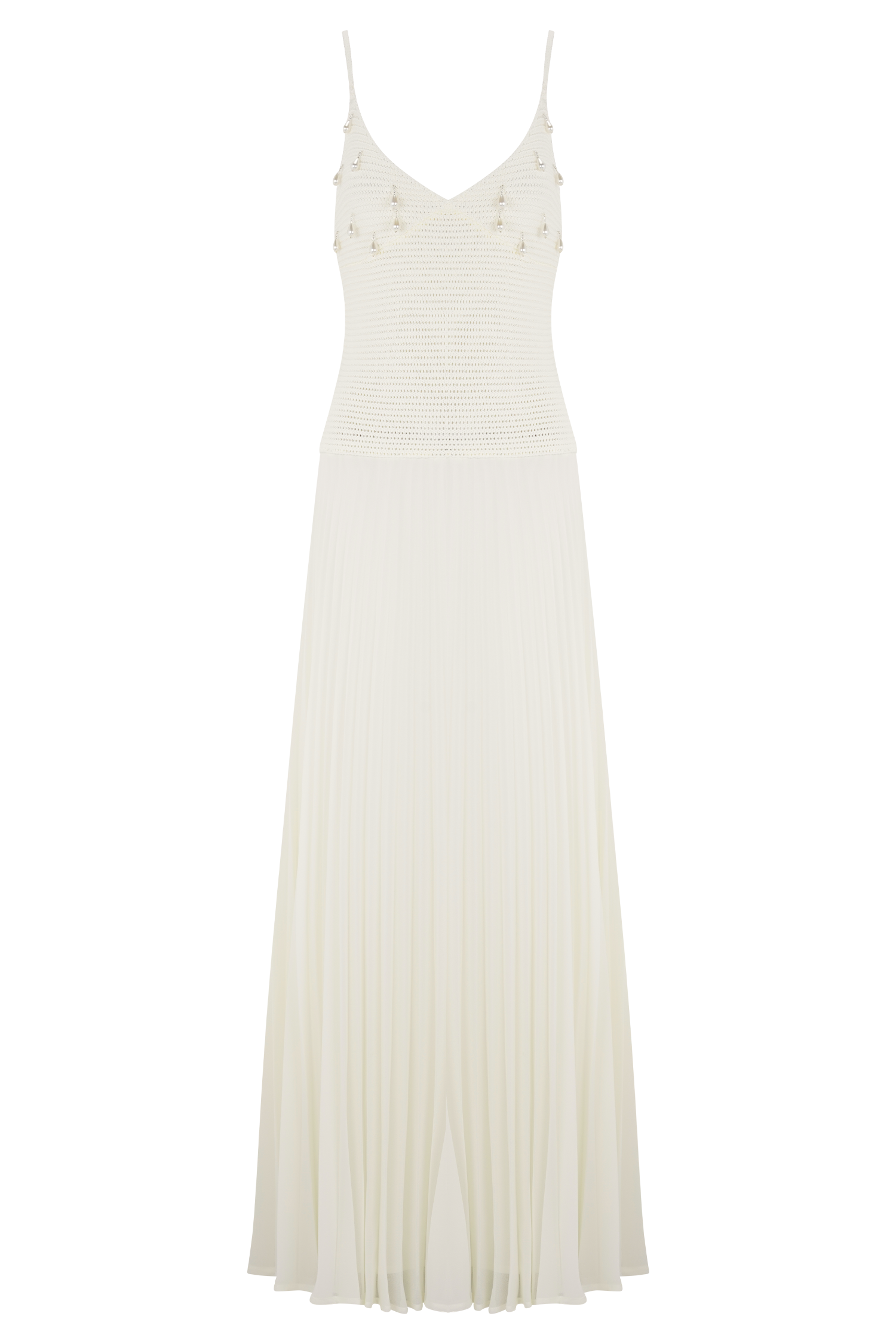 Catherine Crochet Pearl Maxi Dress - White、mySite、solidvoid