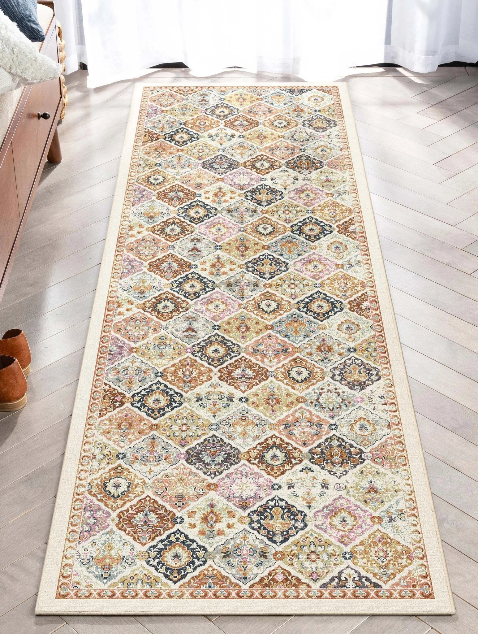 Maeve Vintage Trellis Multi Beige Flat-Weave Rug、mySite、gigharbornorthrealestate
