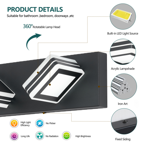 34" Modern 5-Light LED Vanity Light - Sleek Bathroom Wall Fixture, Iron & Acrylic, Dimmable & Energy-Efficient, Ideal for Mirror Lighting、、eastwooduniform