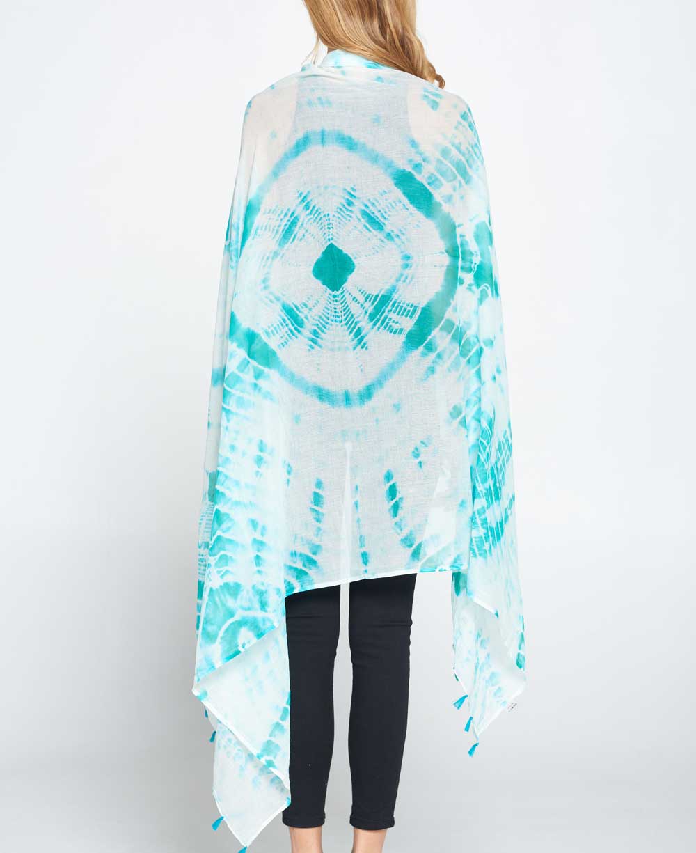 Tie and Dye Sheer Cotton Summer Scarf in Sea Green、mySite、topwebapps