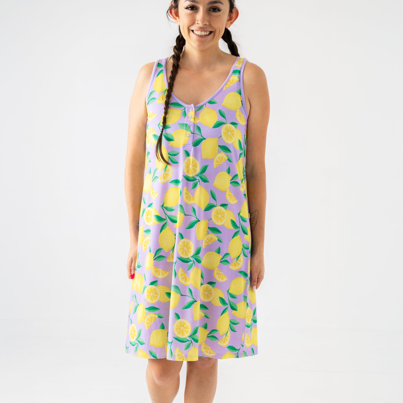 Lavender Sunny Citrus Women's Sleeveless Nightgown、mySite、g9winljtr