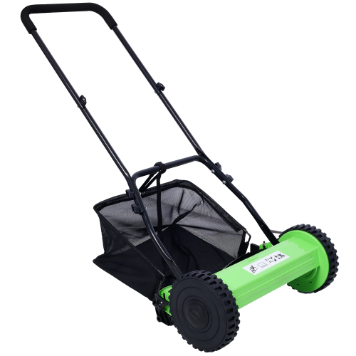 16-Inch 5-Blade Push Reel Lawn Mower with Grass Catcher, GREEN COLOR、、eastwooduniform