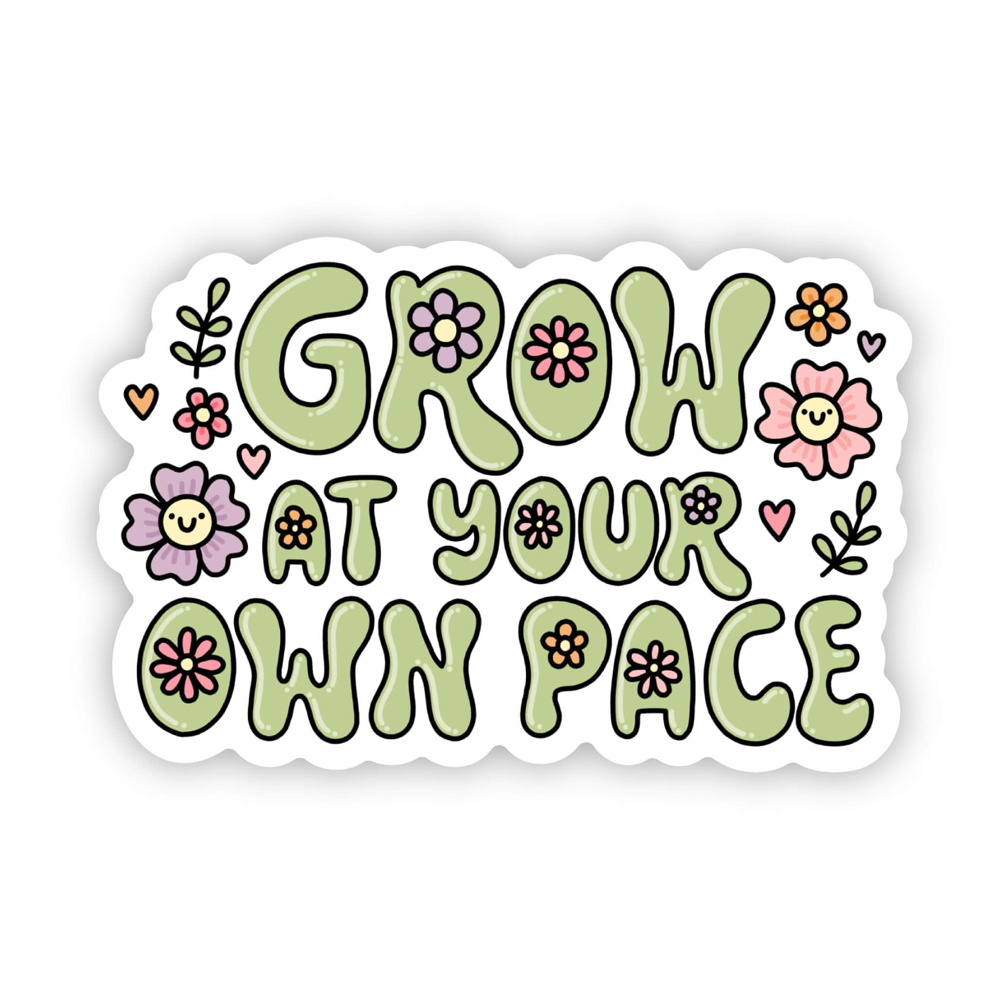  Grow at your own pace groovy floral sticker、mySite、elrpsem3k